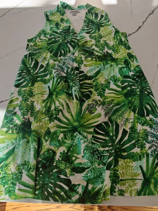 Tommy Bahama Tropical Leaf Print Dress Sleeveless A-Line Mini Resort Vacation Ha - Picture 3 of 13
